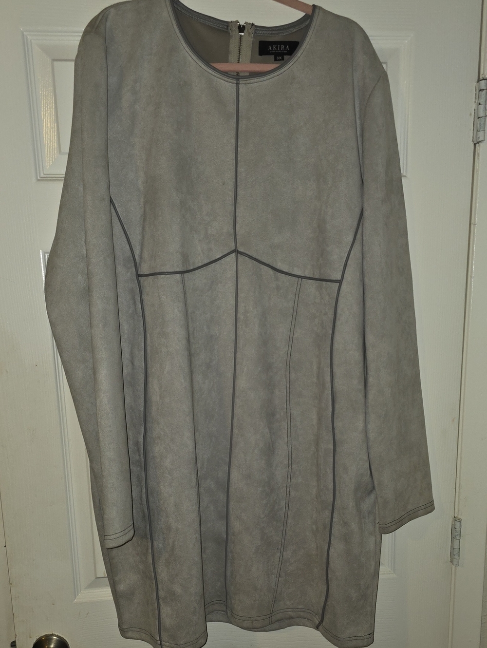 AKIRA Gray Longline Suede-Look Dress